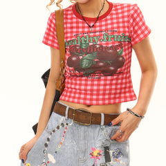 healthy fruits gingham baby tee boogzel clothing