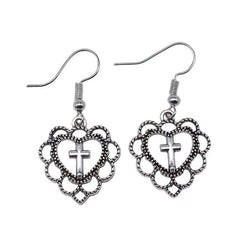 Heart Cross Earrings boogzel clothing