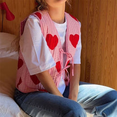 heart print quilted vest boogzel clothing