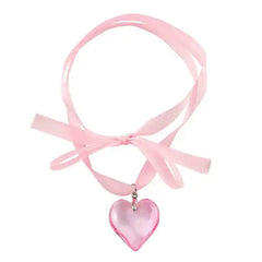 heart satin ribbon necklace boogzel clothing