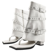 white heeled sandal boots boogzel clothing