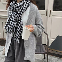 houndstooth knit scarf boogzel clothing