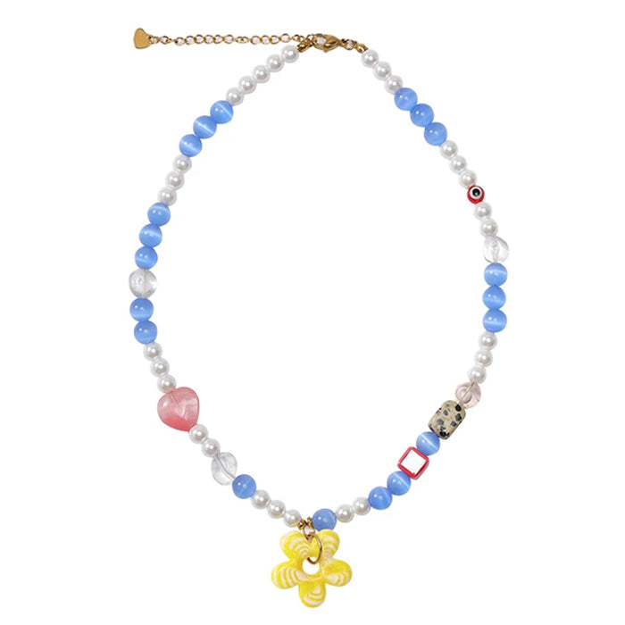 indie aesthetic flower beaded necklace boogzel clothing