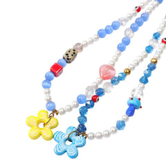 indie aesthetic flower beaded necklace boogzel clothing