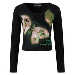 indie butterfly print long sleeve top boogzel clothing