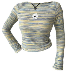 indie flower striped long sleeve top boogzel clothing