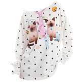 kitten print star long sleeve top boogzel clothing