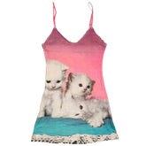 kitten print y2k mini dress boogzel clothing