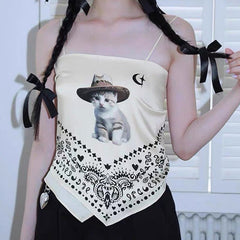 kitty print bandana top boogzel clothing