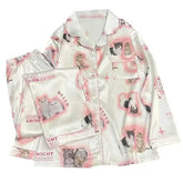 kitty satin pajama set boogzel clothing