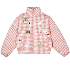 korean aesthetic checker puffer jacket boogzel clothing