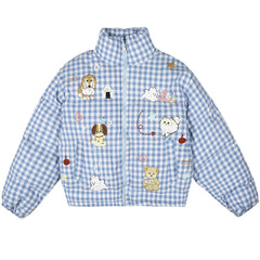 korean aesthetic checker puffer jacket boogzel clothing