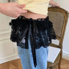 lace layered mini skirt belt boogzel clothing