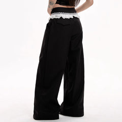 lace trim waist wide leg trousers boogzel clothing