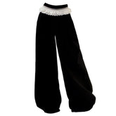 lace trim waist wide leg trousers boogzel clothing