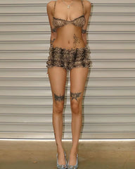 leopard print top and shorts co-ord set boogzel clothing