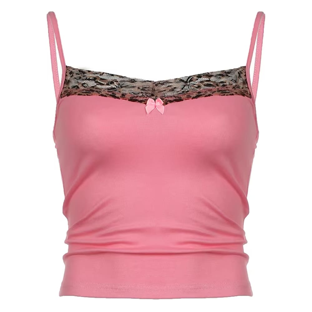 leopard trim pink y2k tank top boogzel clothing