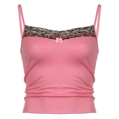 leopard trim pink y2k tank top boogzel clothing