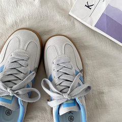 light grey and blue stripe sneakers boogzel clothing