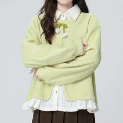 lime green bow knit sweater boogzel clothing