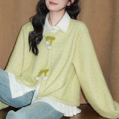 lime green bow knit sweater boogzel clothing
