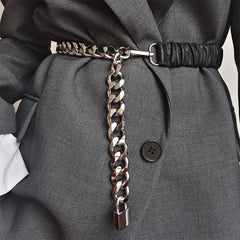 lock pendant leather chain belt boogzel clothing