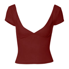 red low cut skinny top boogzel clothing