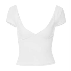 white low cut skinny top boogzel clothing