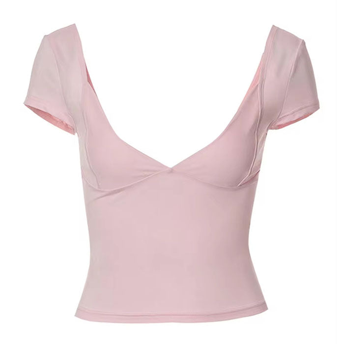 pink low cut skinny top boogzel clothing