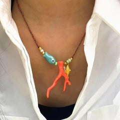 mermaidcore fish and coral necklace boogzel clothing