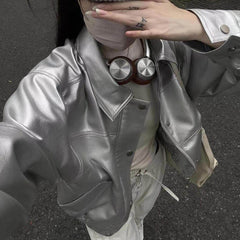 metallic leather jacket boogzel clothing