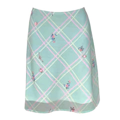 mint green floral plaid skirt boogzel clothing