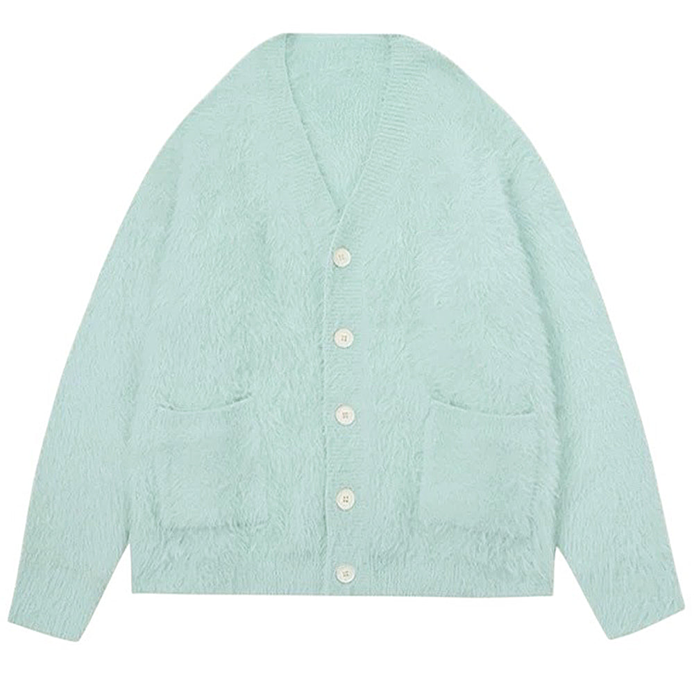 mint green fuzzy cardigan boogzel clothing