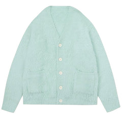 mint green fuzzy cardigan boogzel clothing