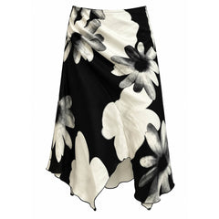 monochrome daisy asymmetric midi skirt boogzel clothing