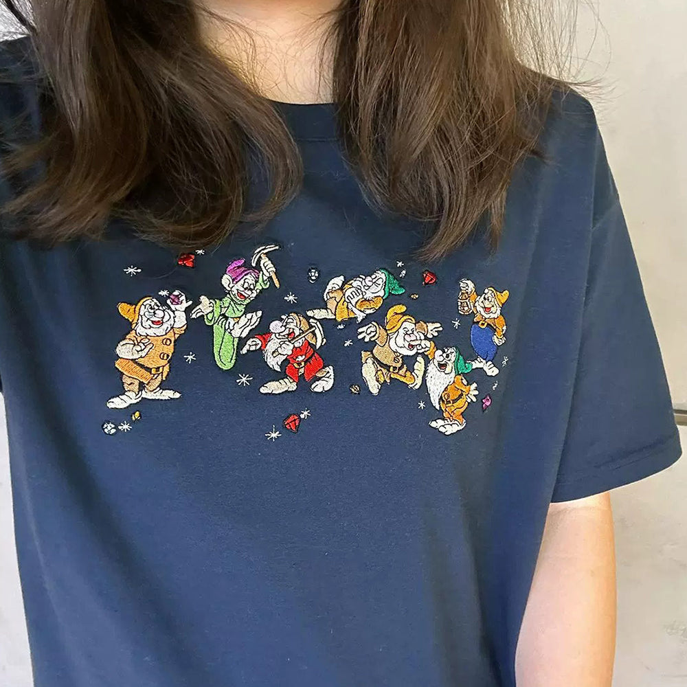 navy blue dwarfs embroidered t-shirt boogzel clothing
