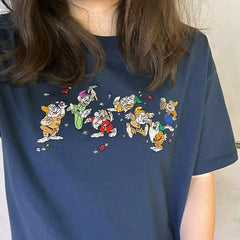 navy blue dwarfs embroidered t-shirt boogzel clothing
