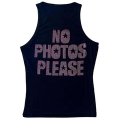 no photos please rhinestone tank top boogzel clothing