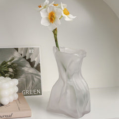 Crumpled Paper Glass Flower Vase boogzel clothing