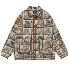 oversized cat print jacket boogzel clothing