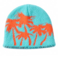 palm trees fuzzy beanie boogzel clothing