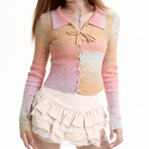 pastel rainbow knit top boogzel clothing