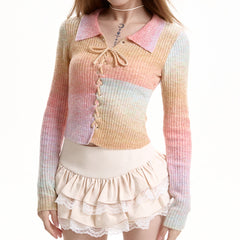 pastel rainbow knit top boogzel clothing