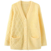 pastel yellow fuzzy cardigan boogzel clothing