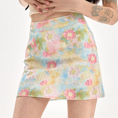 pastel brushstroke floral mini skirt boogzel clothing