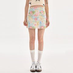 pastel brushstroke floral mini skirt boogzel clothing