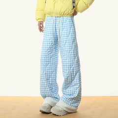 pastel checkered puffer pants boogzel clothing