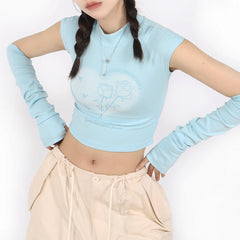 pastel soft girl tee with arm warmers boogzel clothing