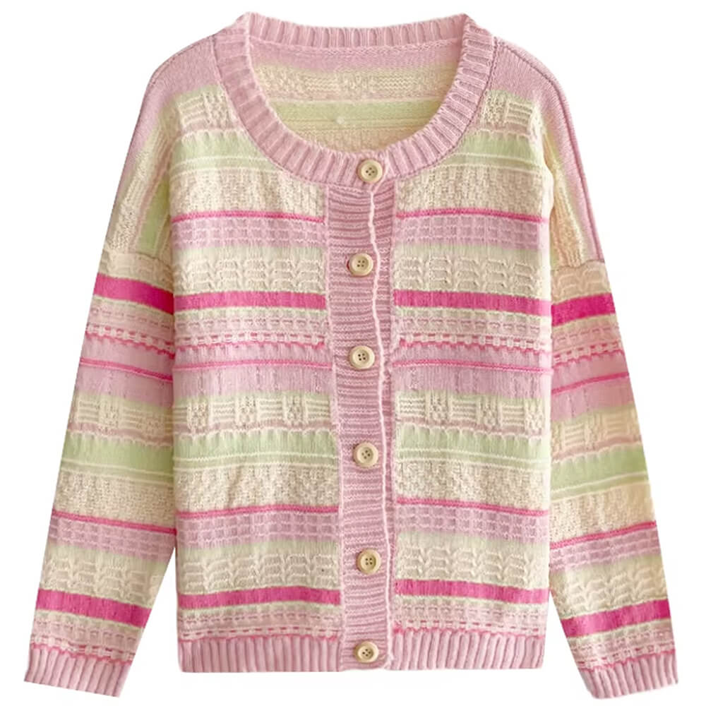 pastel striped knit cardigan boogzel clothing