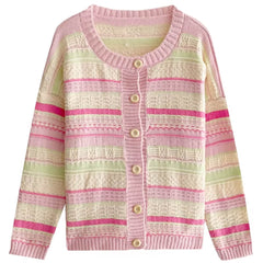 pastel striped knit cardigan boogzel clothing